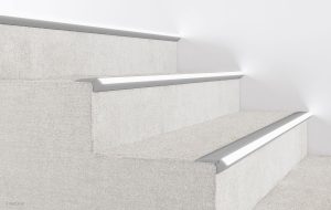 STP6728F Anti-Slip Surface Stair Nosing Up Lighting with Flush Frosted Lens